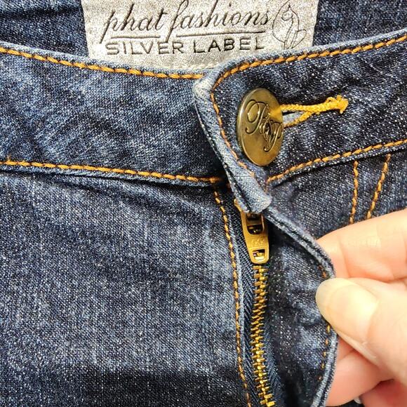 Vintage Y2K Phat Fashion Silver Label Flare Jeans Size 5 28x33 Dark Flat Front - Picture 6 of 12